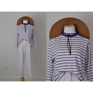 Vintage 90s Striped Cotton/Poly Long‎ Sleeves Shirt | size m